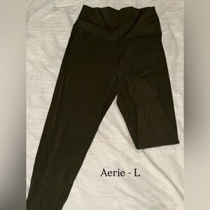 aerie Olive Green High Waist Leggings with Wide Waistband